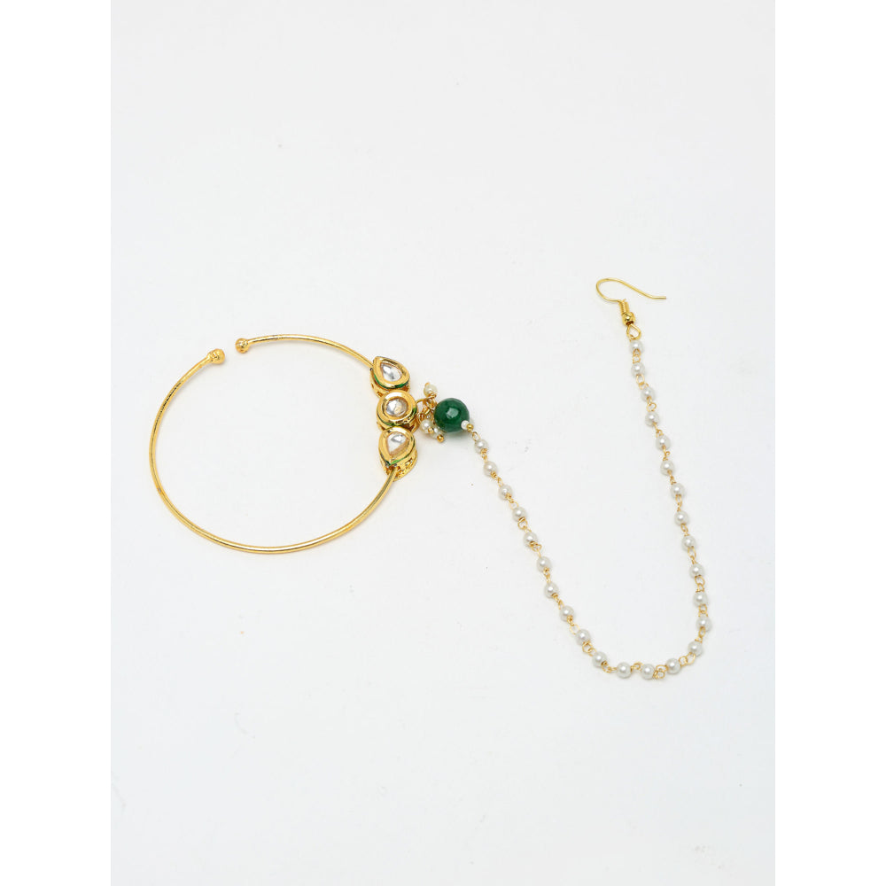 RUBY RAANG STUDIO Ruby Raang Kundan Nose Ring