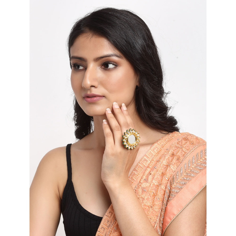 RUBY RAANG STUDIO Ruby Raang Oversized Kundan Cocktail Ring