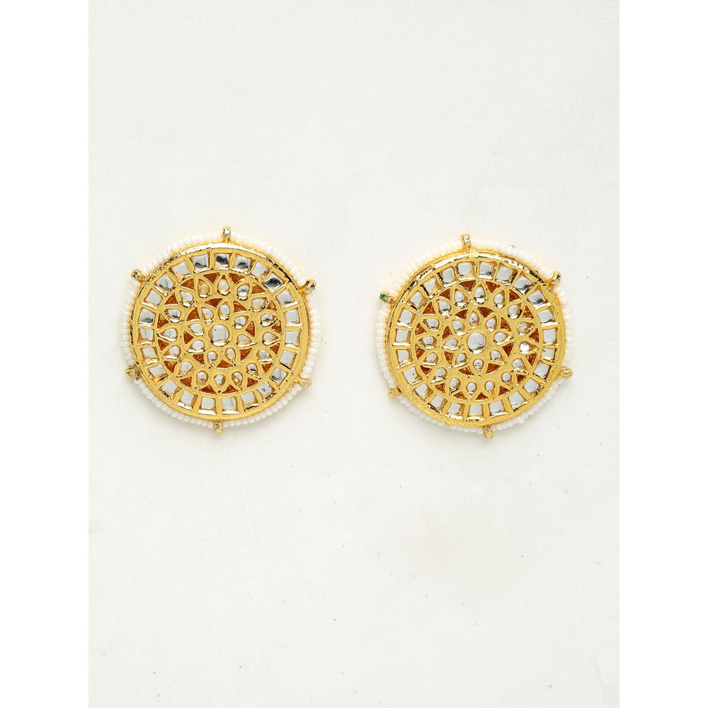 RUBY RAANG STUDIO Ruby Raang Gold Tone Oversized Kundan Earrings