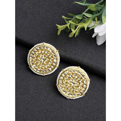 RUBY RAANG STUDIO Ruby Raang Gold Tone Oversized Kundan Earrings