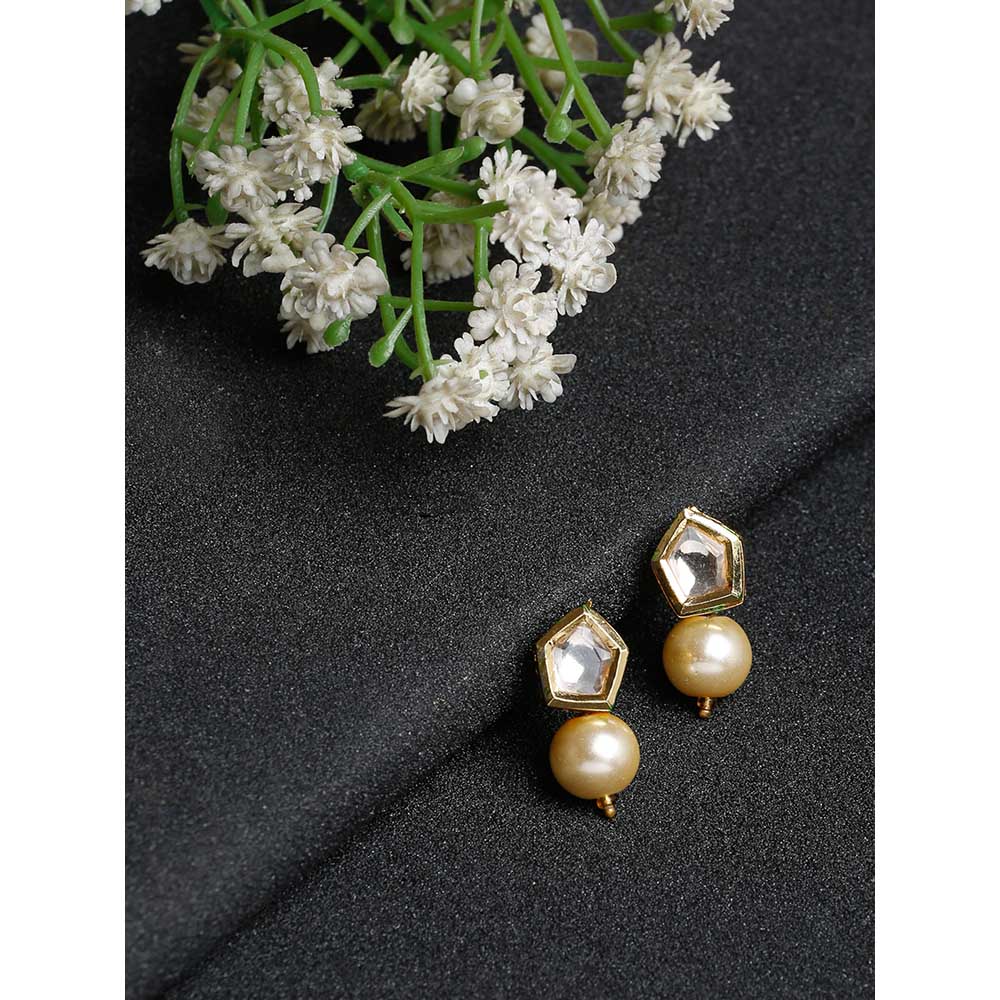 RUBY RAANG STUDIO Ruby Raang Cream Stone Kundan Studs