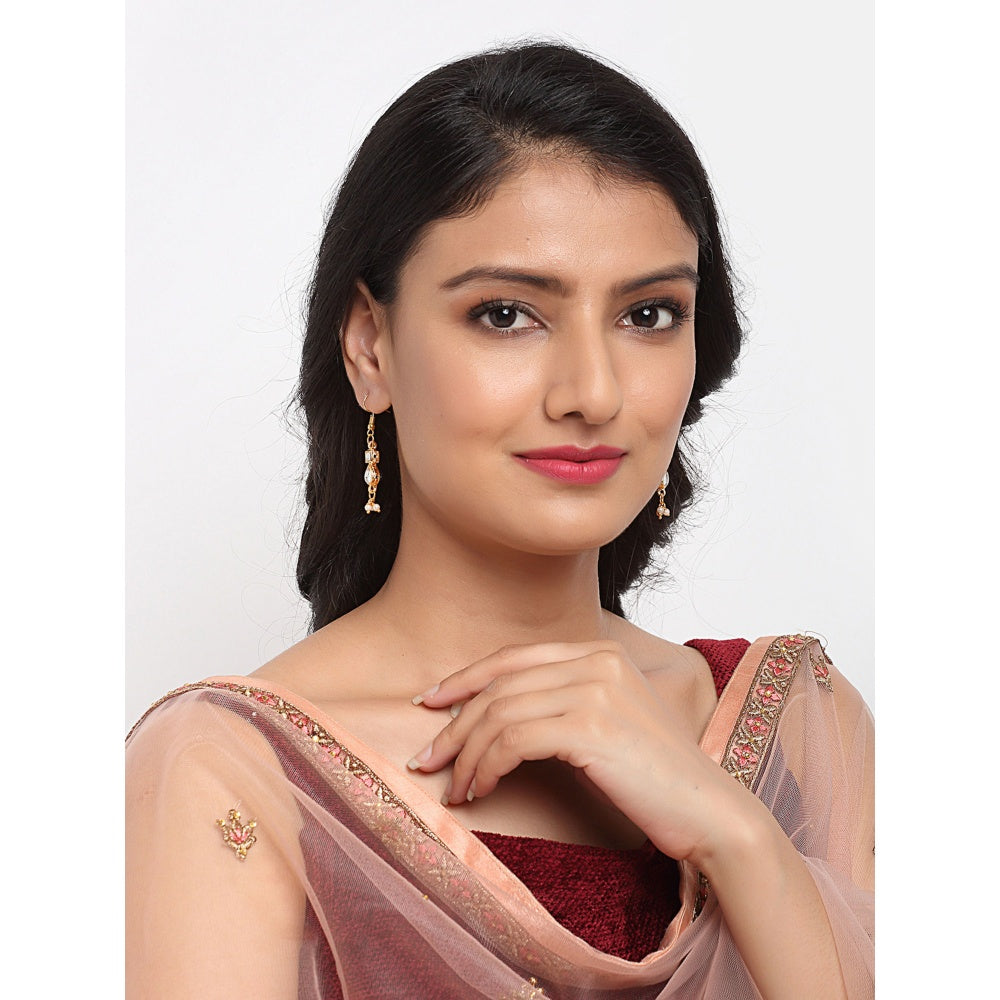 RUBY RAANG STUDIO Ruby Raang Gold Tone Jhallar Kundan Earrings