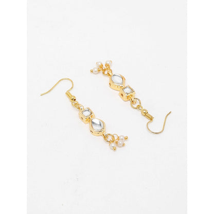 RUBY RAANG STUDIO Ruby Raang Gold Tone Jhallar Kundan Earrings