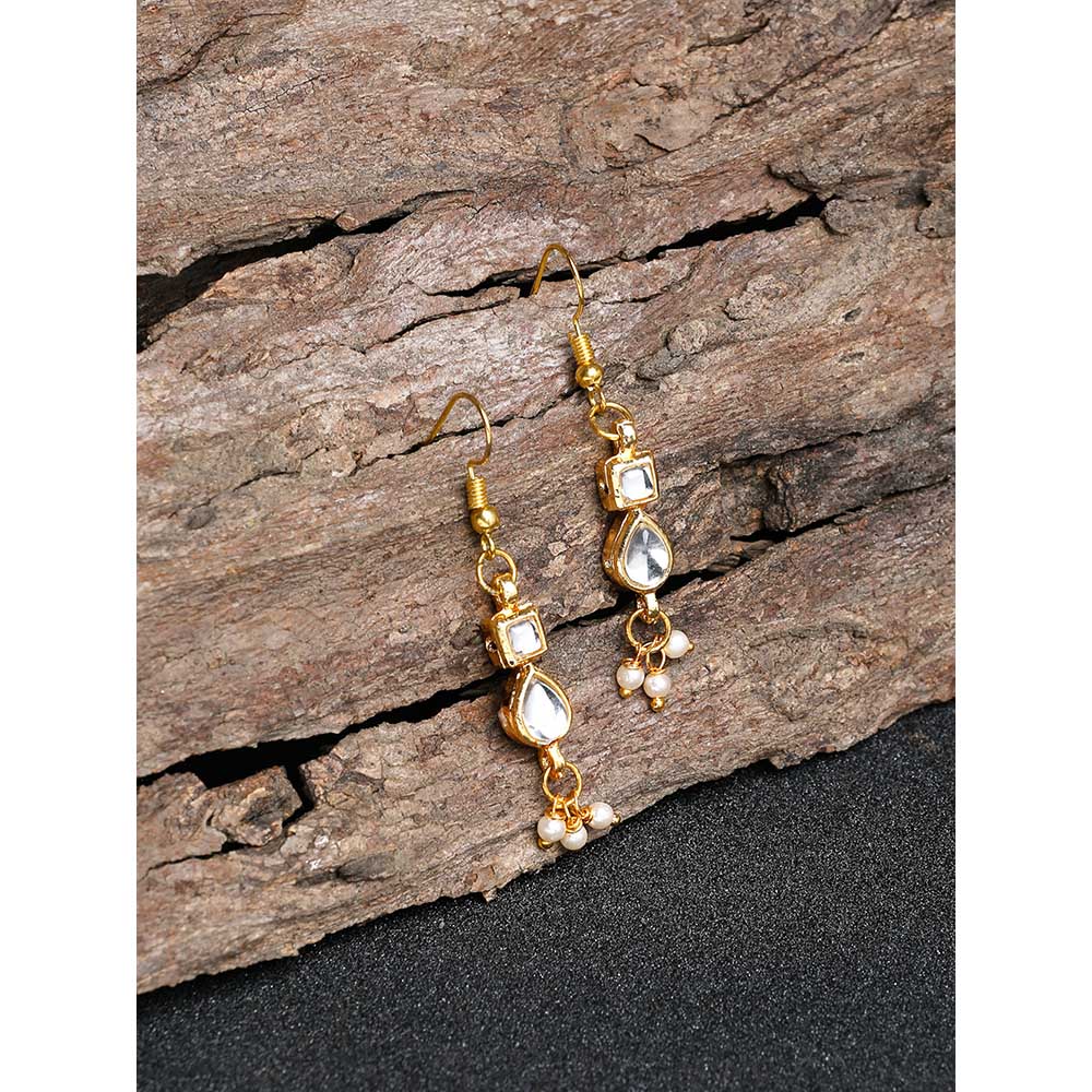 RUBY RAANG STUDIO Ruby Raang Gold Tone Jhallar Kundan Earrings