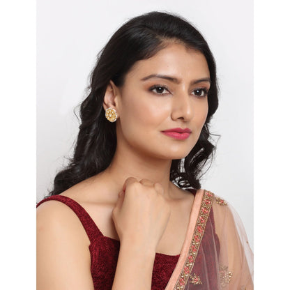 RUBY RAANG STUDIO Ruby Raang Gold Tone Round Kundan Studs
