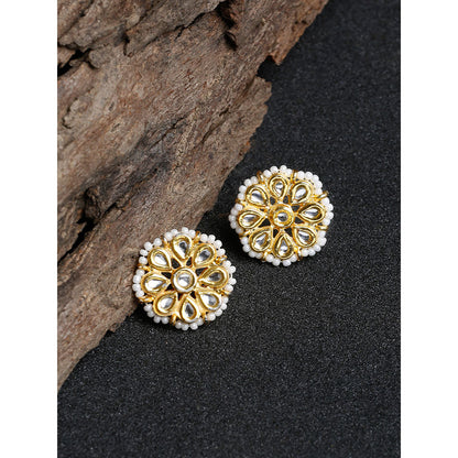 RUBY RAANG STUDIO Ruby Raang Gold Tone Round Kundan Studs