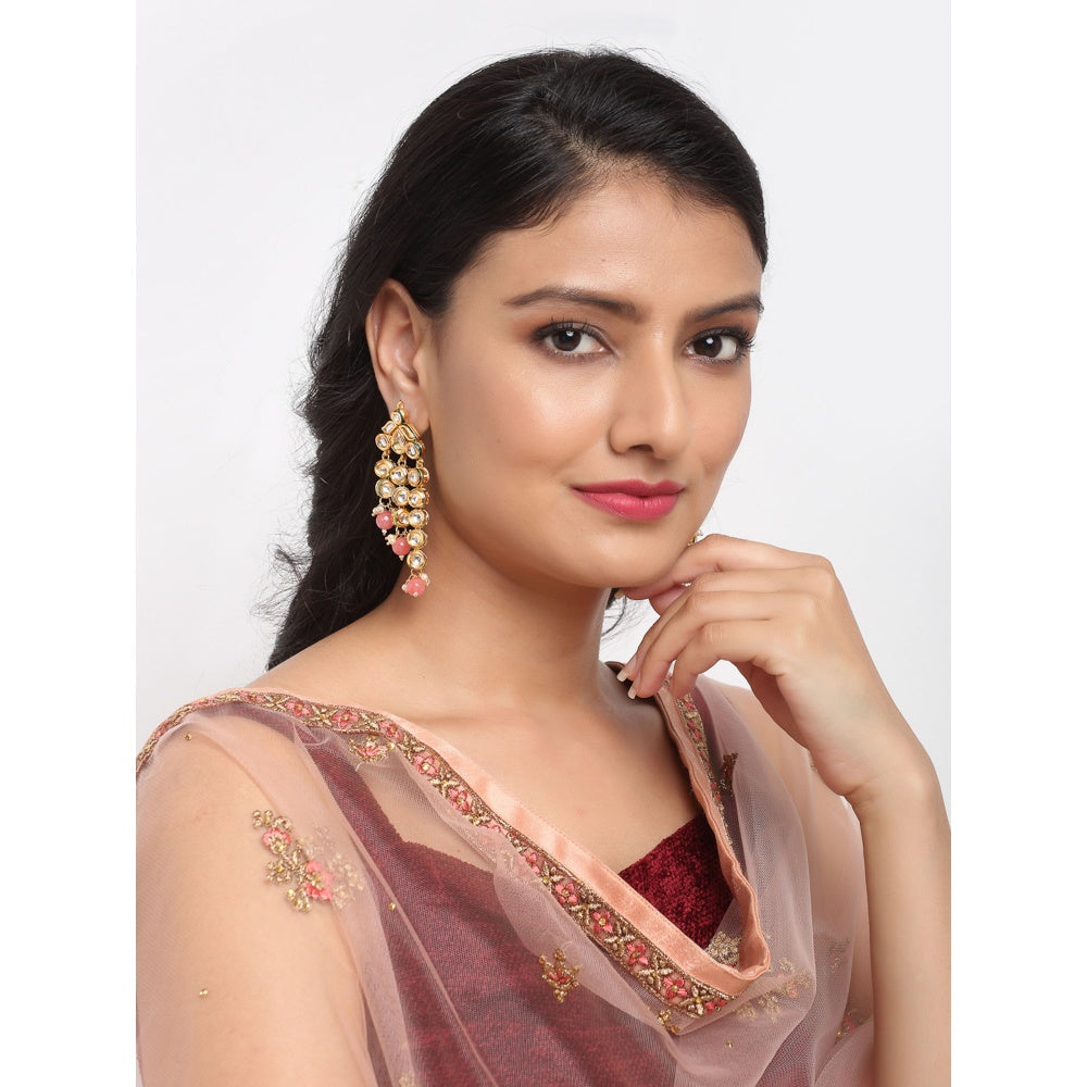 RUBY RAANG STUDIO Ruby Raang Pink Stone Kundan Earrings