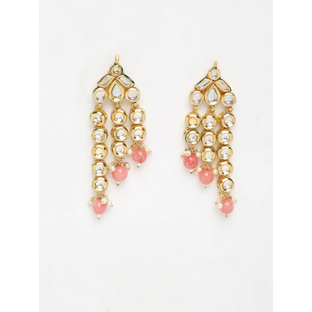 RUBY RAANG STUDIO Ruby Raang Pink Stone Kundan Earrings
