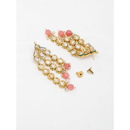 RUBY RAANG STUDIO Ruby Raang Pink Stone Kundan Earrings