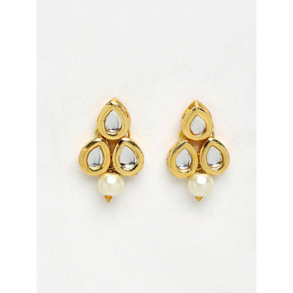 RUBY RAANG STUDIO Ruby Raang Gold Tone Teardrop Kundan Studs