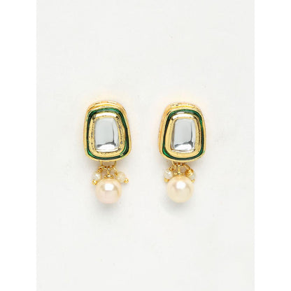 RUBY RAANG STUDIO Ruby Raang Green Tone Stone Kundan Earrings