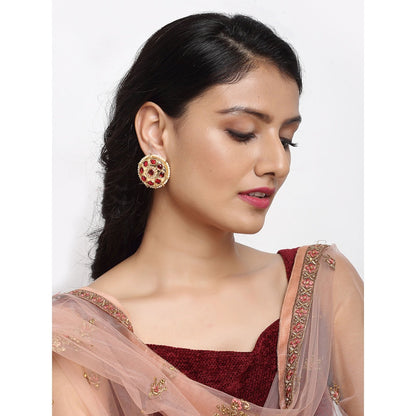 RUBY RAANG STUDIO Ruby Raang Gold Tone Kundan & Pearl Studs