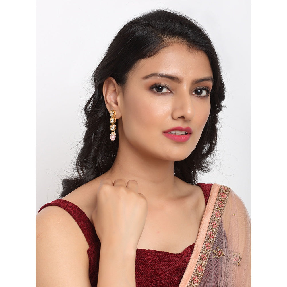 RUBY RAANG STUDIO Ruby Raang Pink Tone Kundan Earrings