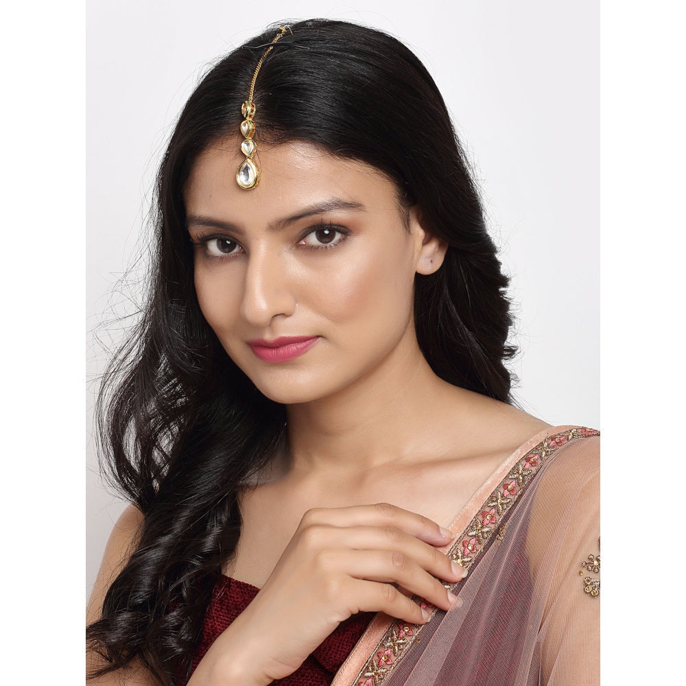 RUBY RAANG STUDIO Ruby Raang Teardrop Kundan Maang Tikka