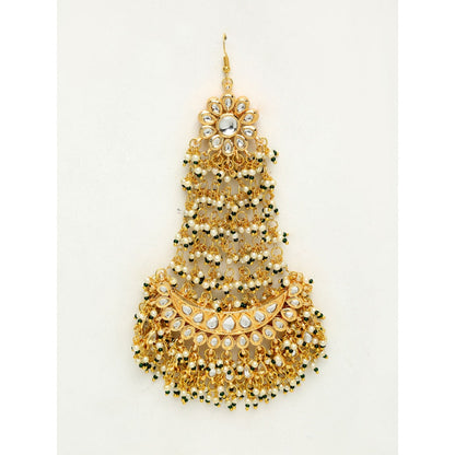 RUBY RAANG STUDIO Ruby Raang Green Tone Kundan Jhoomar