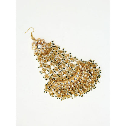 RUBY RAANG STUDIO Ruby Raang Green Tone Kundan Jhoomar