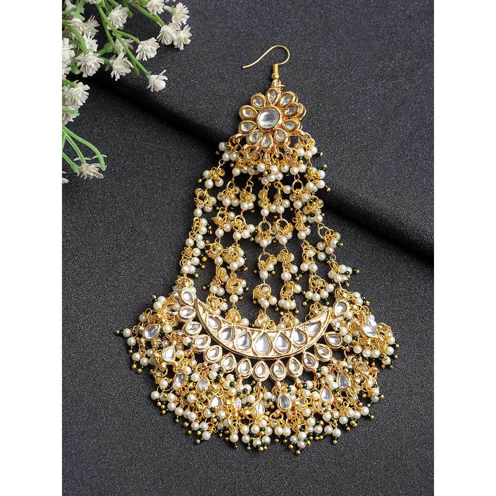 RUBY RAANG STUDIO Ruby Raang Green Tone Kundan Jhoomar