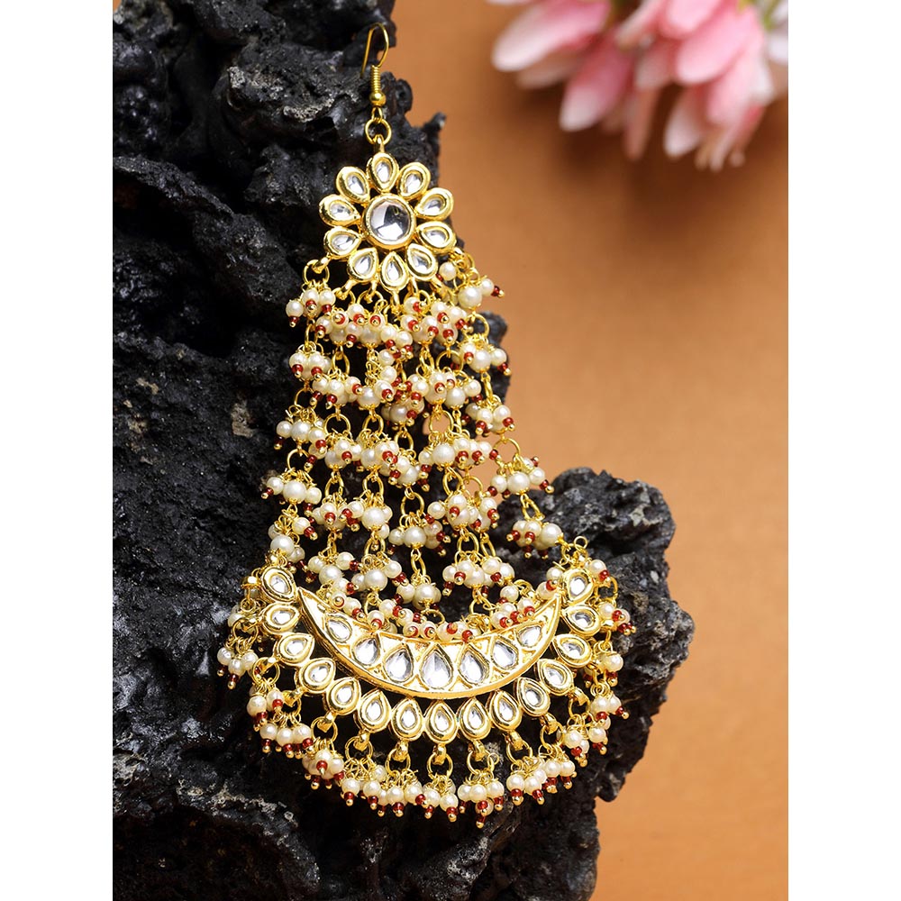RUBY RAANG STUDIO Ruby Raang Maroon Tone Kundan Jhoomar