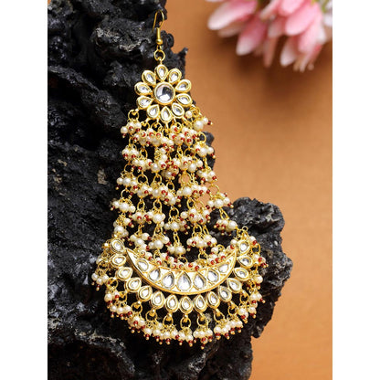 RUBY RAANG STUDIO Ruby Raang Maroon Tone Kundan Jhoomar