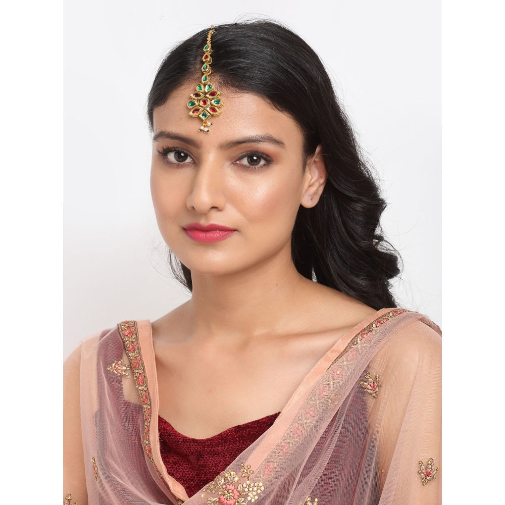 RUBY RAANG STUDIO Ruby Raang Multi Kundan Maang Tikka