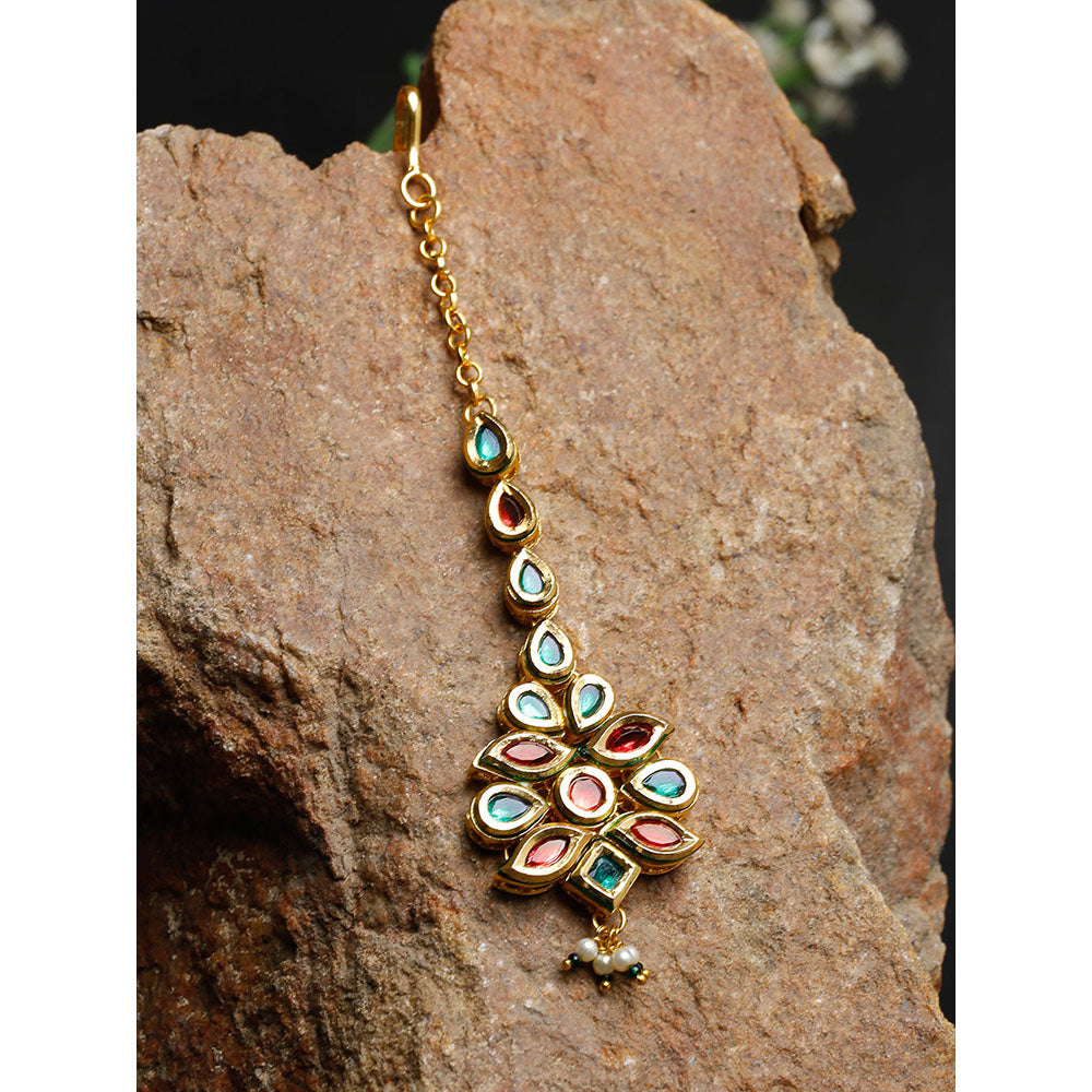 RUBY RAANG STUDIO Ruby Raang Multi Kundan Maang Tikka