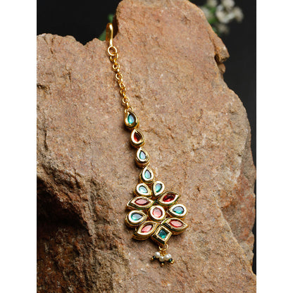 RUBY RAANG STUDIO Ruby Raang Multi Kundan Maang Tikka