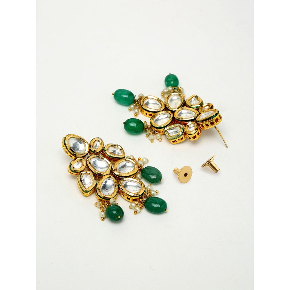 RUBY RAANG STUDIO Ruby Raang Green Tone Maharani Kundan Choker with Earrings
