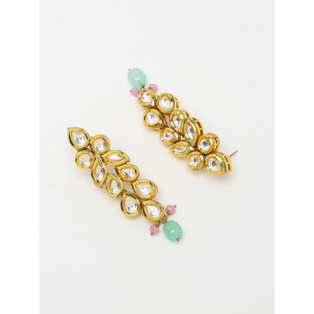 RUBY RAANG STUDIO Ruby Raang Multi Kundan Neckpiece with Earrings and Maang Tikka