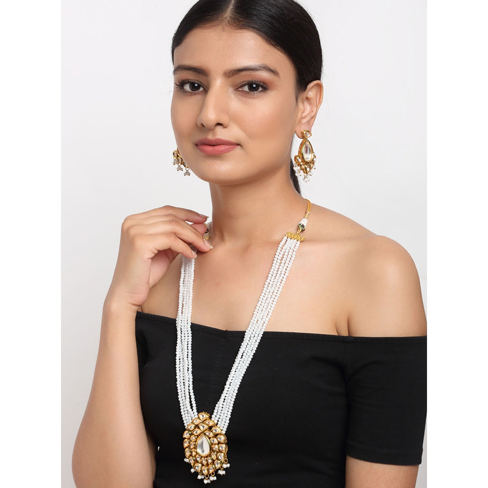 RUBY RAANG STUDIO Ruby Raang Kundan & Onyx Neckpiece with Earrings