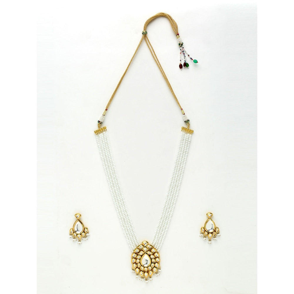 RUBY RAANG STUDIO Ruby Raang Kundan & Onyx Neckpiece with Earrings