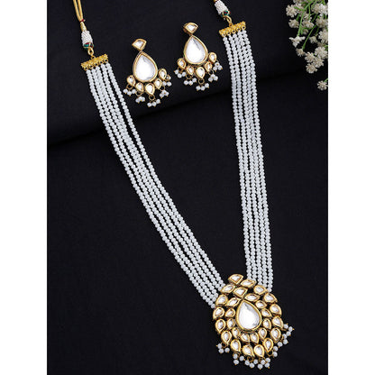 RUBY RAANG STUDIO Ruby Raang Kundan & Onyx Neckpiece with Earrings