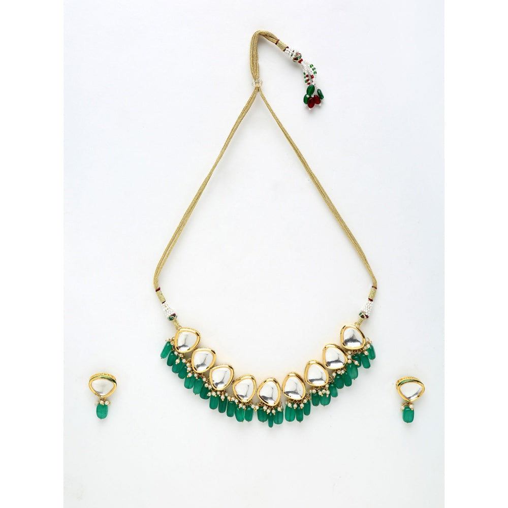RUBY RAANG STUDIO Ruby Raang Green Stone & Kundan Choker with Studs