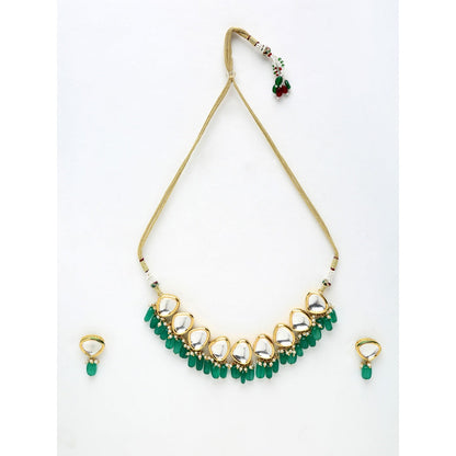 RUBY RAANG STUDIO Ruby Raang Green Stone & Kundan Choker with Studs