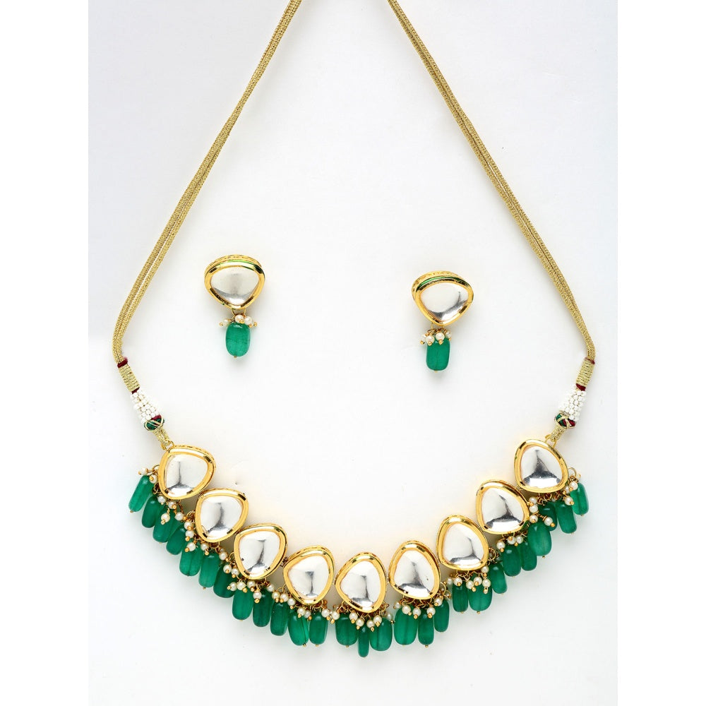 RUBY RAANG STUDIO Ruby Raang Green Stone & Kundan Choker with Studs
