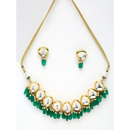 RUBY RAANG STUDIO Ruby Raang Green Stone & Kundan Choker with Studs