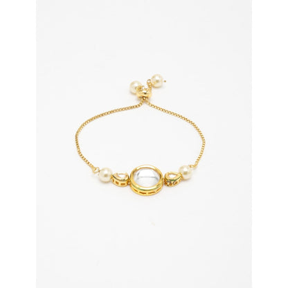 RUBY RAANG STUDIO Women Gold-Toned Off White Kundan Charm Bracelet
