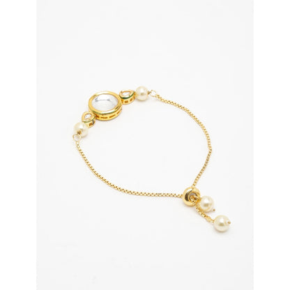 RUBY RAANG STUDIO Women Gold-Toned Off White Kundan Charm Bracelet