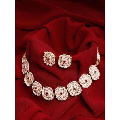 RUBY RAANG STUDIO Gold Kundan Choker with Earrings