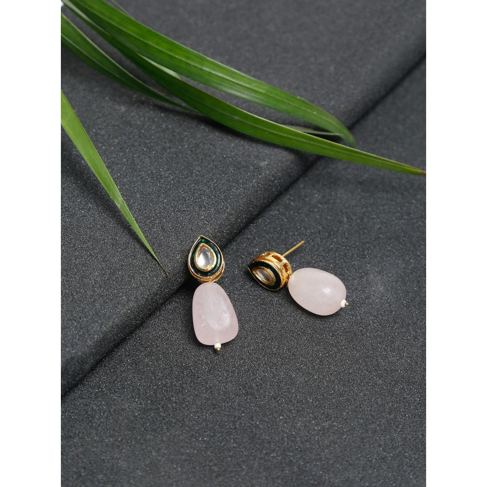 RUBY RAANG STUDIO Gold-Toned Green Contemporary Studs Earrings
