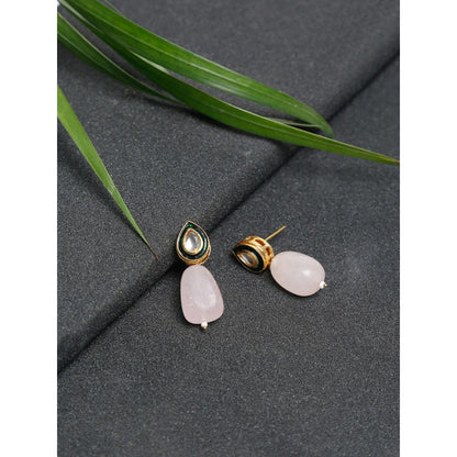 RUBY RAANG STUDIO Gold-Toned Green Contemporary Studs Earrings