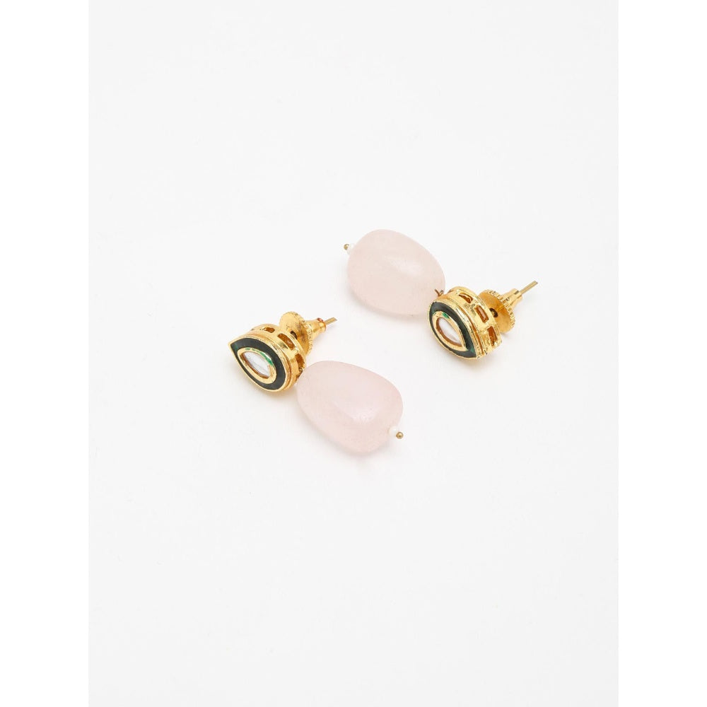 RUBY RAANG STUDIO Gold-Toned Green Contemporary Studs Earrings