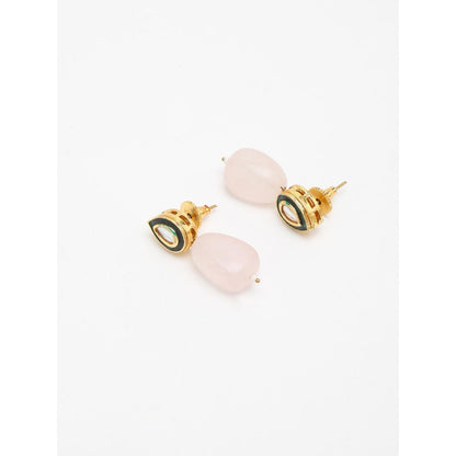 RUBY RAANG STUDIO Gold-Toned Green Contemporary Studs Earrings