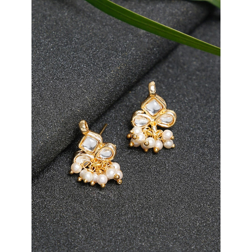 RUBY RAANG STUDIO Women Gold-Toned Kundan Studded Classic Studs Earrings
