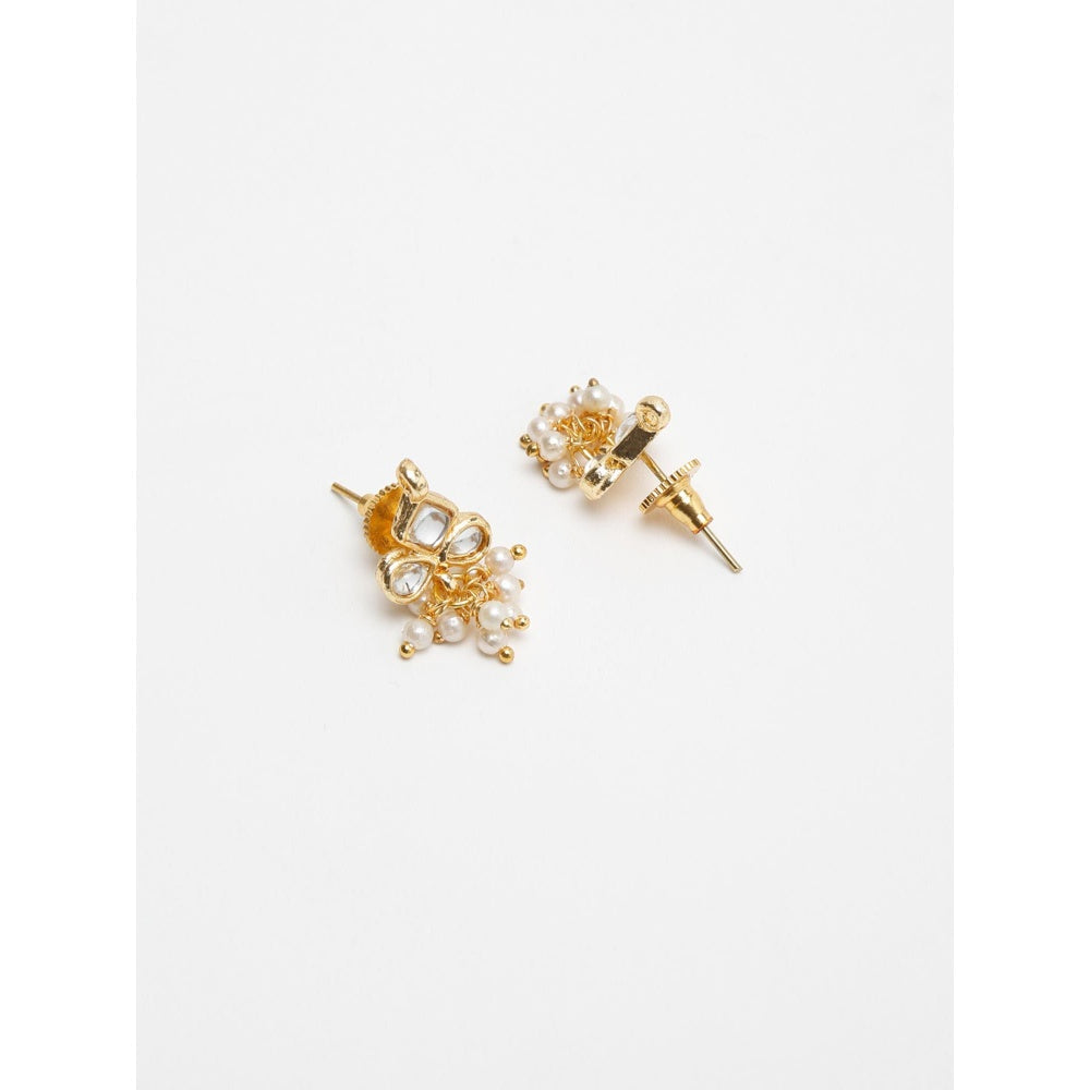 RUBY RAANG STUDIO Women Gold-Toned Kundan Studded Classic Studs Earrings