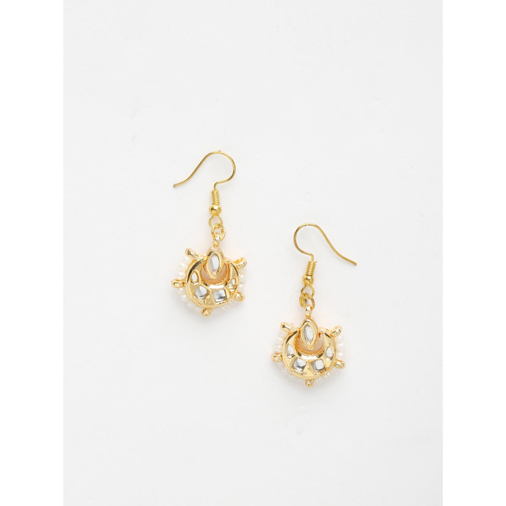 RUBY RAANG STUDIO Women Gold-Toned Contemporary Kundan Beads Drop Earrings