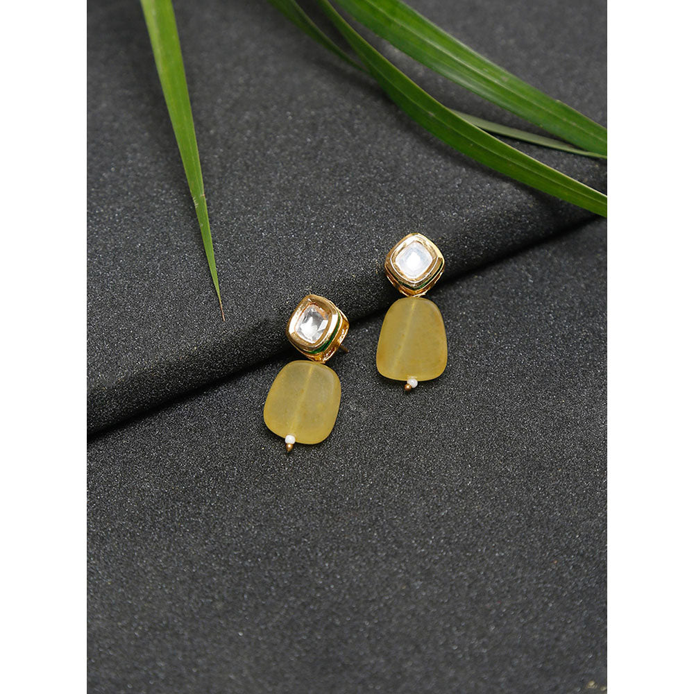 RUBY RAANG STUDIO Yellow Gold-Plated Contemporary Handcrafted Drop Earrings