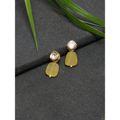 RUBY RAANG STUDIO Yellow Gold-Plated Contemporary Handcrafted Drop Earrings