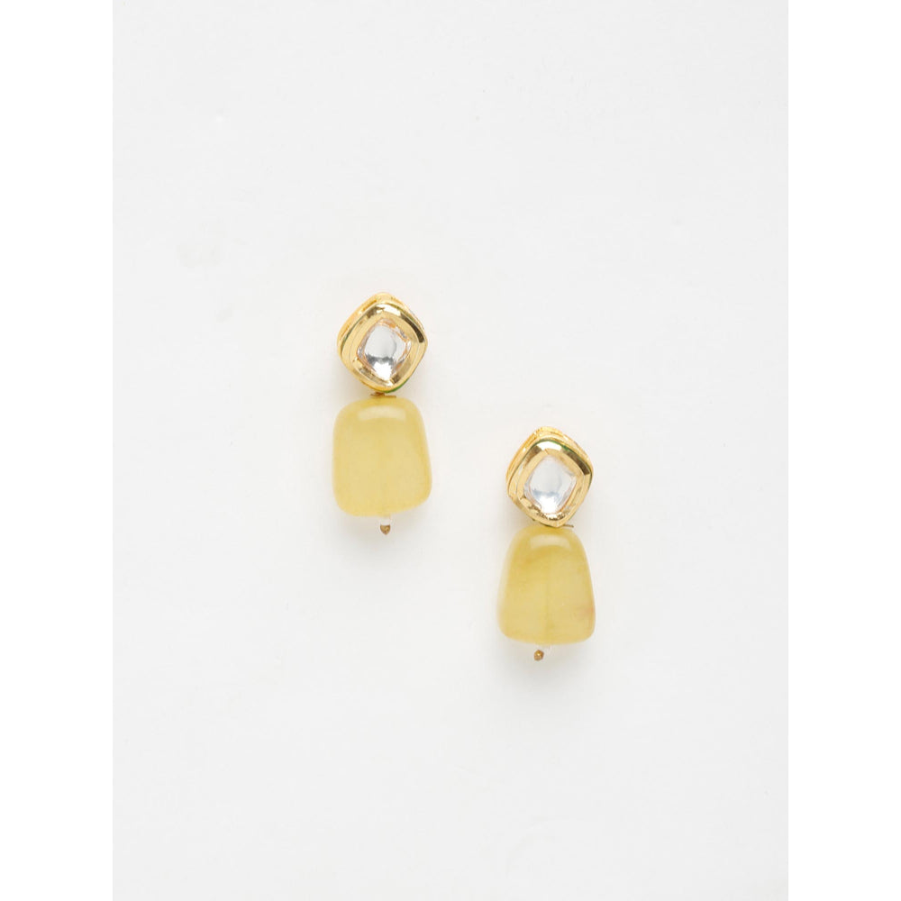 RUBY RAANG STUDIO Yellow Gold-Plated Contemporary Handcrafted Drop Earrings
