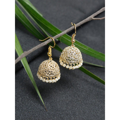 RUBY RAANG STUDIO Gold-Toned Dome Shaped Jhumkas Earrings