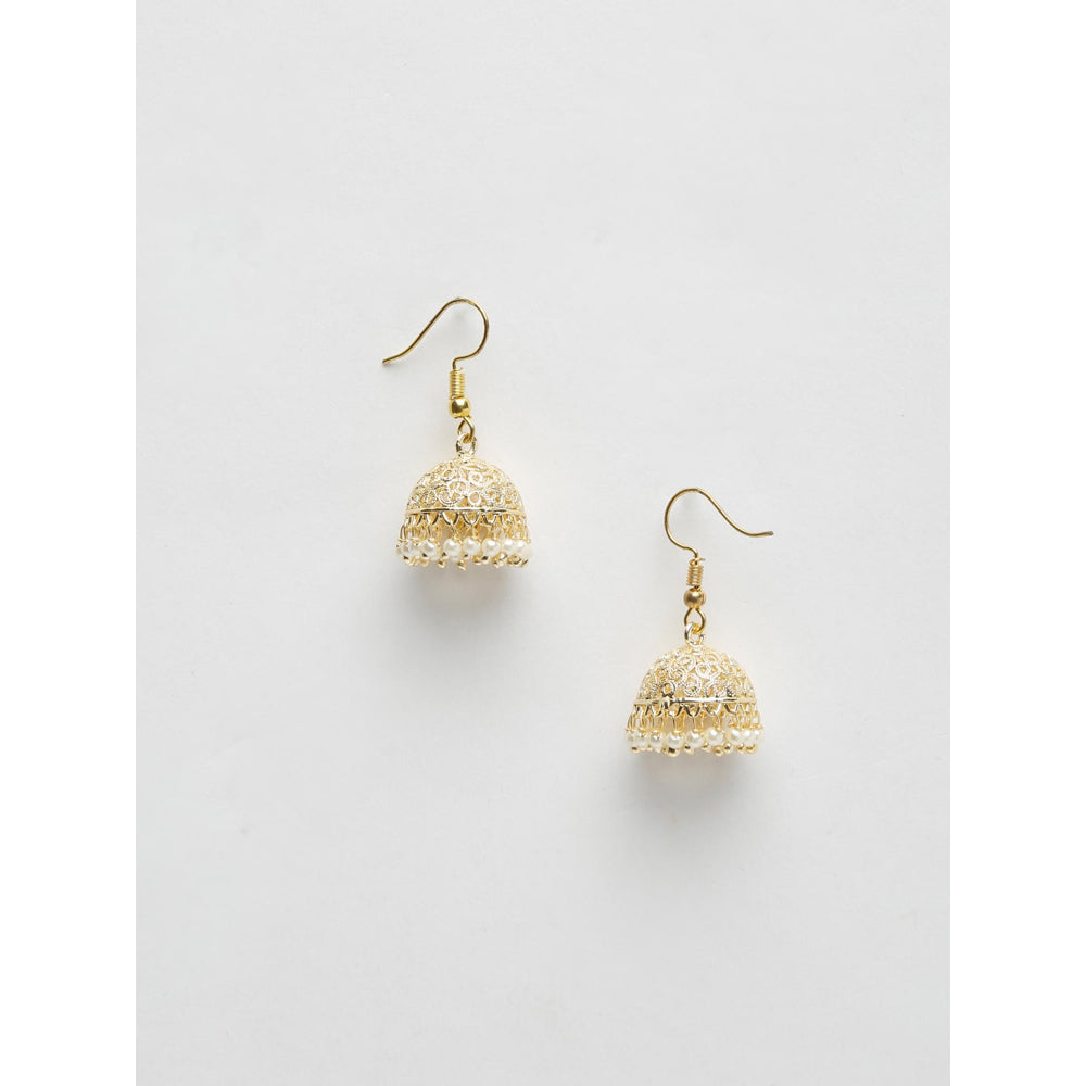 RUBY RAANG STUDIO Gold-Toned Dome Shaped Jhumkas Earrings